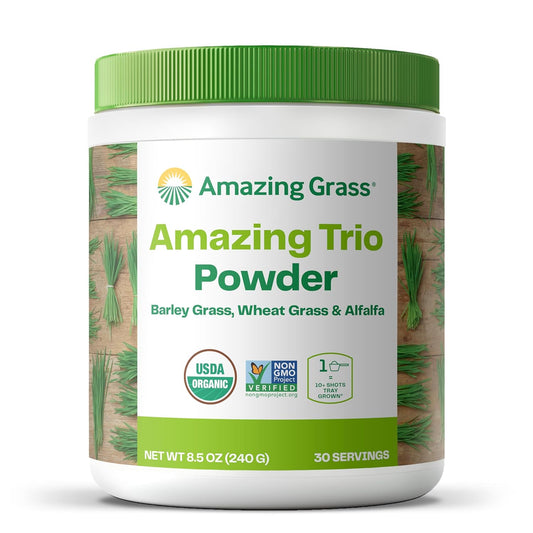 Organic Greens Powder Blend with Wheatgrass, Alfalfa, & Barley Grass - Rich in Chlorophyll - 30 Servings