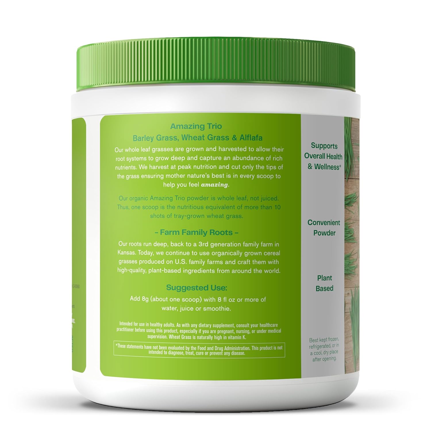 Organic Greens Powder Blend with Wheatgrass, Alfalfa, & Barley Grass - Rich in Chlorophyll - 30 Servings