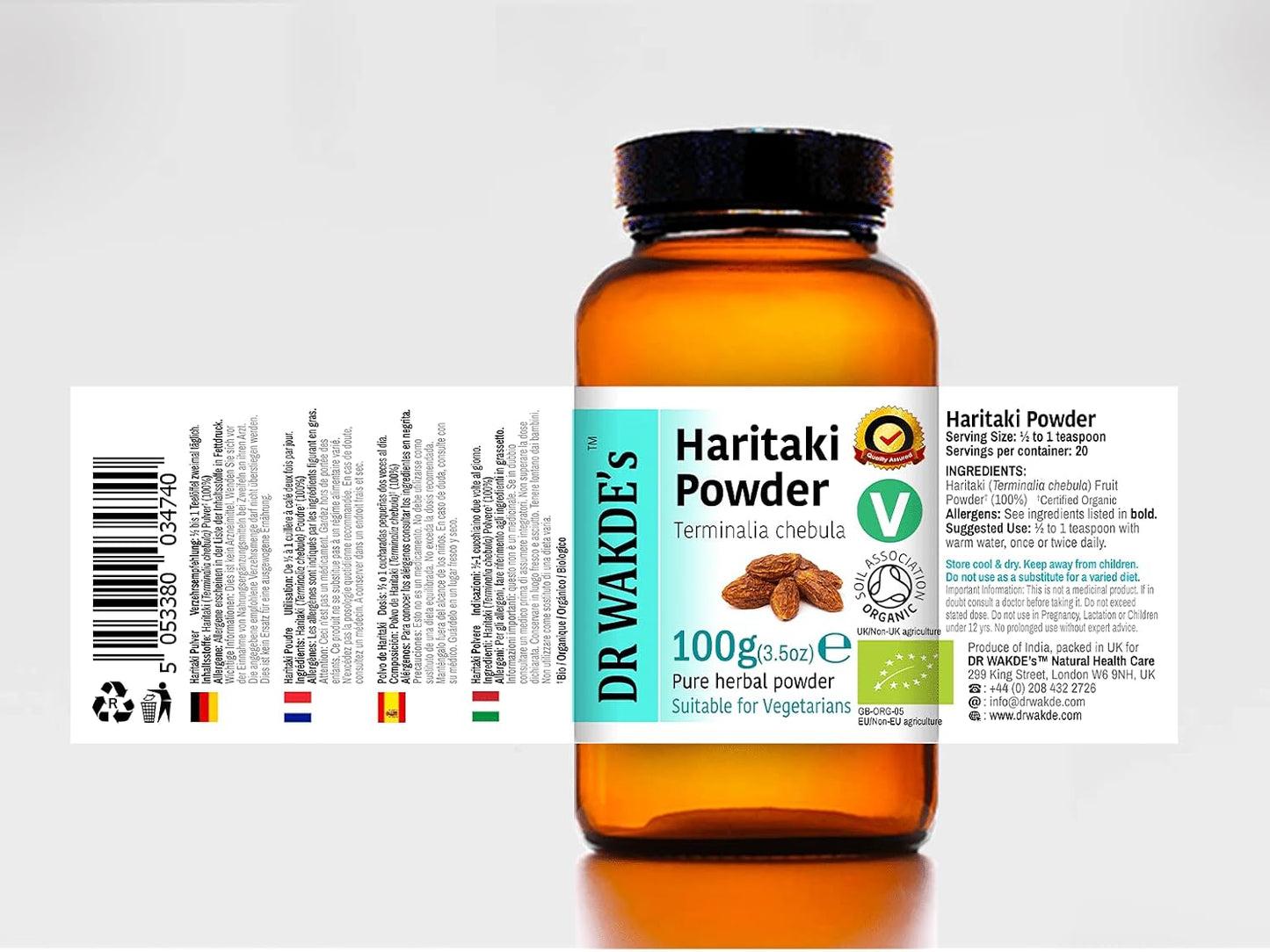 Organic Haritaki Powder - 100g | Pure & Raw Ayurvedic Herb | Vegan | Dr Wakde's London