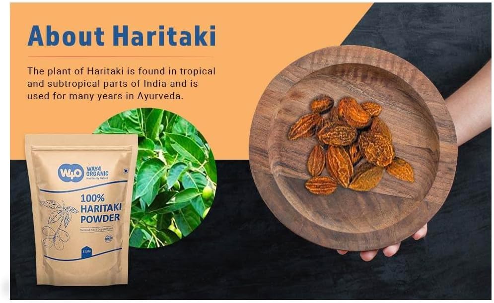 Organic Haritaki Powder and Capsules by WAY 4 Organic (W4O)