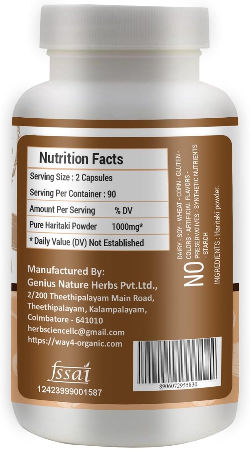 Organic Haritaki Powder and Capsules by WAY 4 Organic (W4O)
