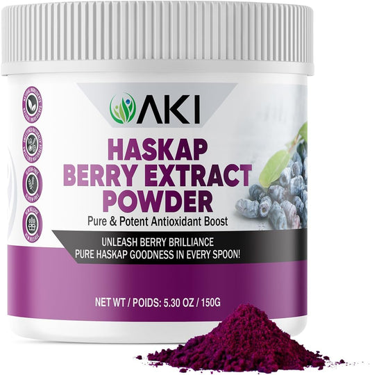 Organic Haskap Berry Extract Powder - High in Antioxidants & Vitamin-C - Quality Dried Berries - No Artificial Flavors - Boosts Energy - 5.30Oz/150g