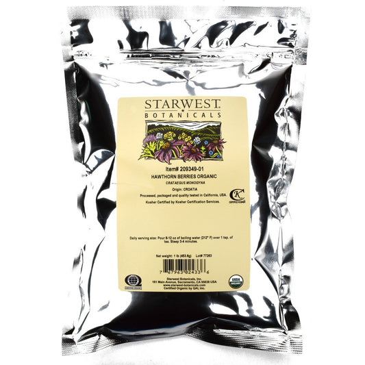 Organic Hawthorn Berries Whole - 1 Pound by Starwest Botanicals