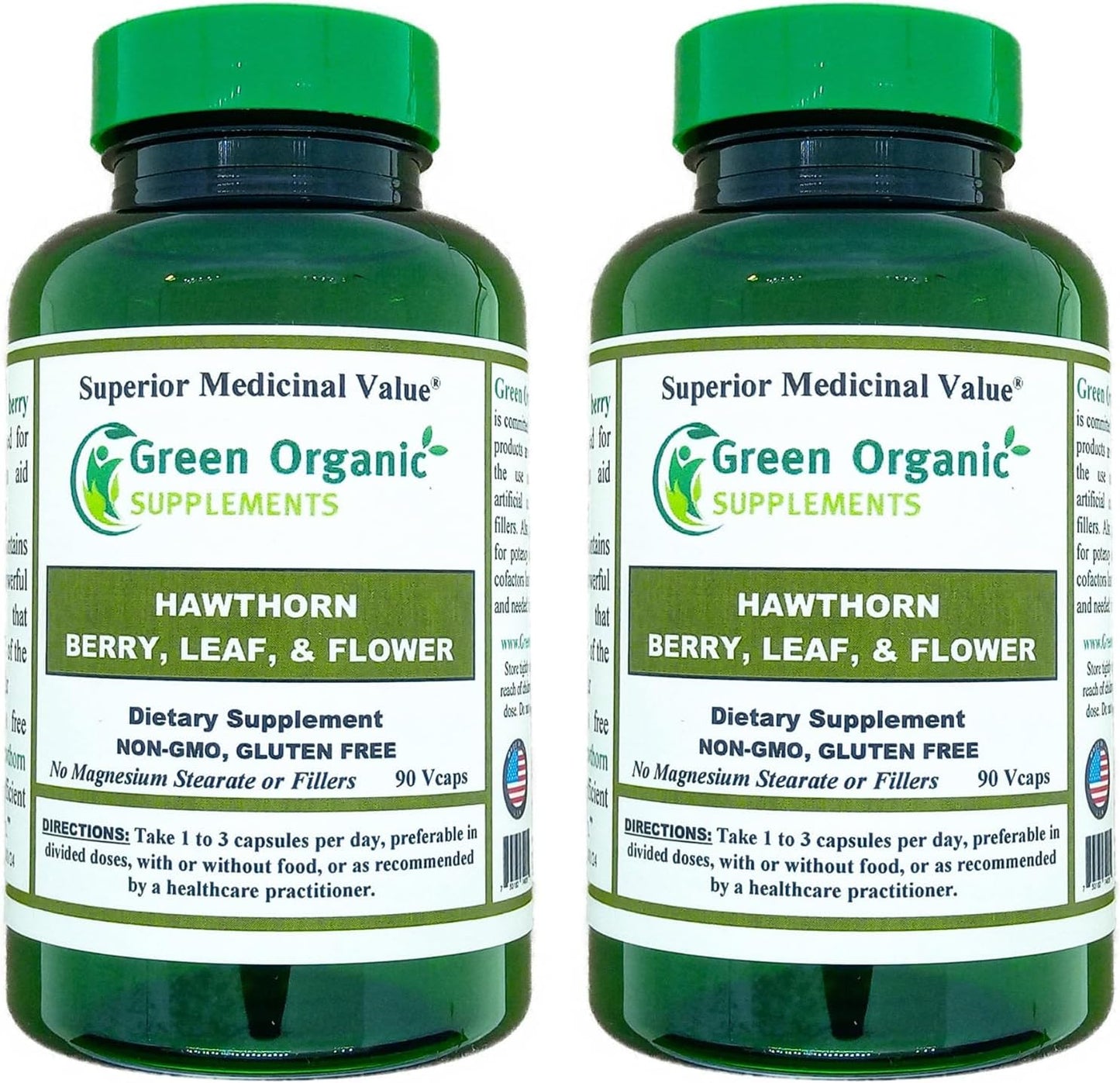 Organic Hawthorn Berry Capsules - 90 Capsules for Heart Health - Natural Cardiovascular Support - Pack of 2