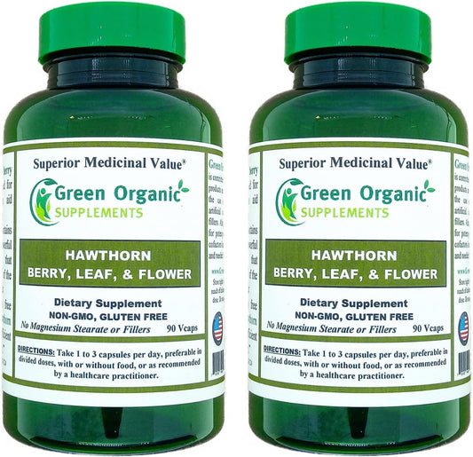 Organic Hawthorn Berry Capsules - 90 Capsules for Heart Health - Natural Cardiovascular Support - Pack of 2