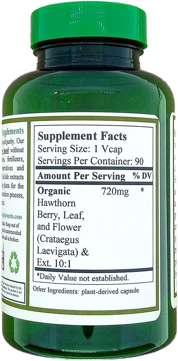 Organic Hawthorn Berry Capsules - 90 Capsules for Heart Health - Natural Cardiovascular Support - Pack of 2