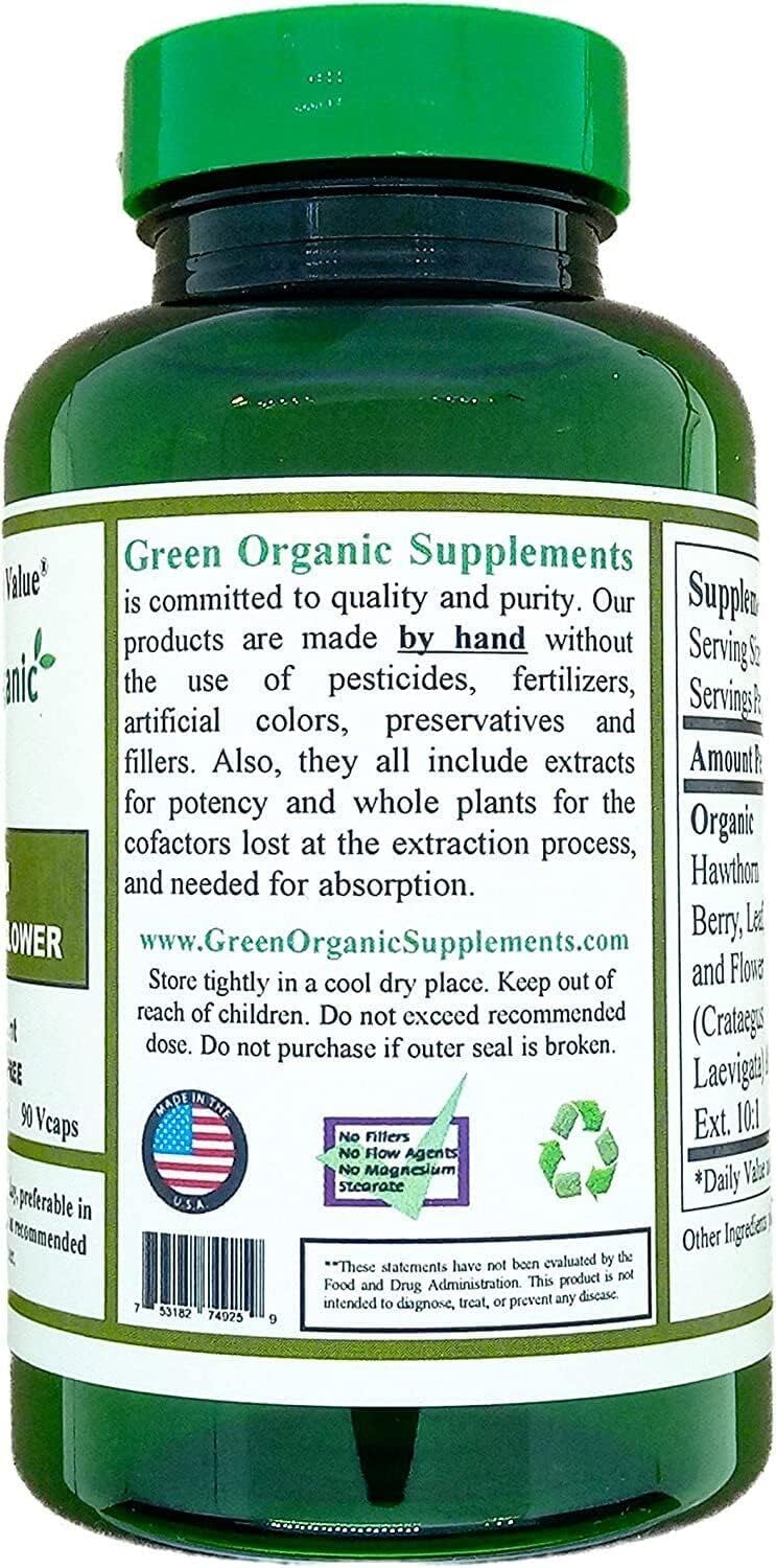 Organic Hawthorn Berry Capsules - 90 Capsules for Heart Health - Natural Cardiovascular Support - Pack of 2