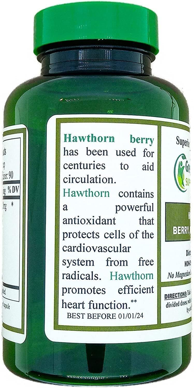 Organic Hawthorn Berry Capsules - 90 Capsules for Heart Health - Natural Cardiovascular Support - Pack of 2