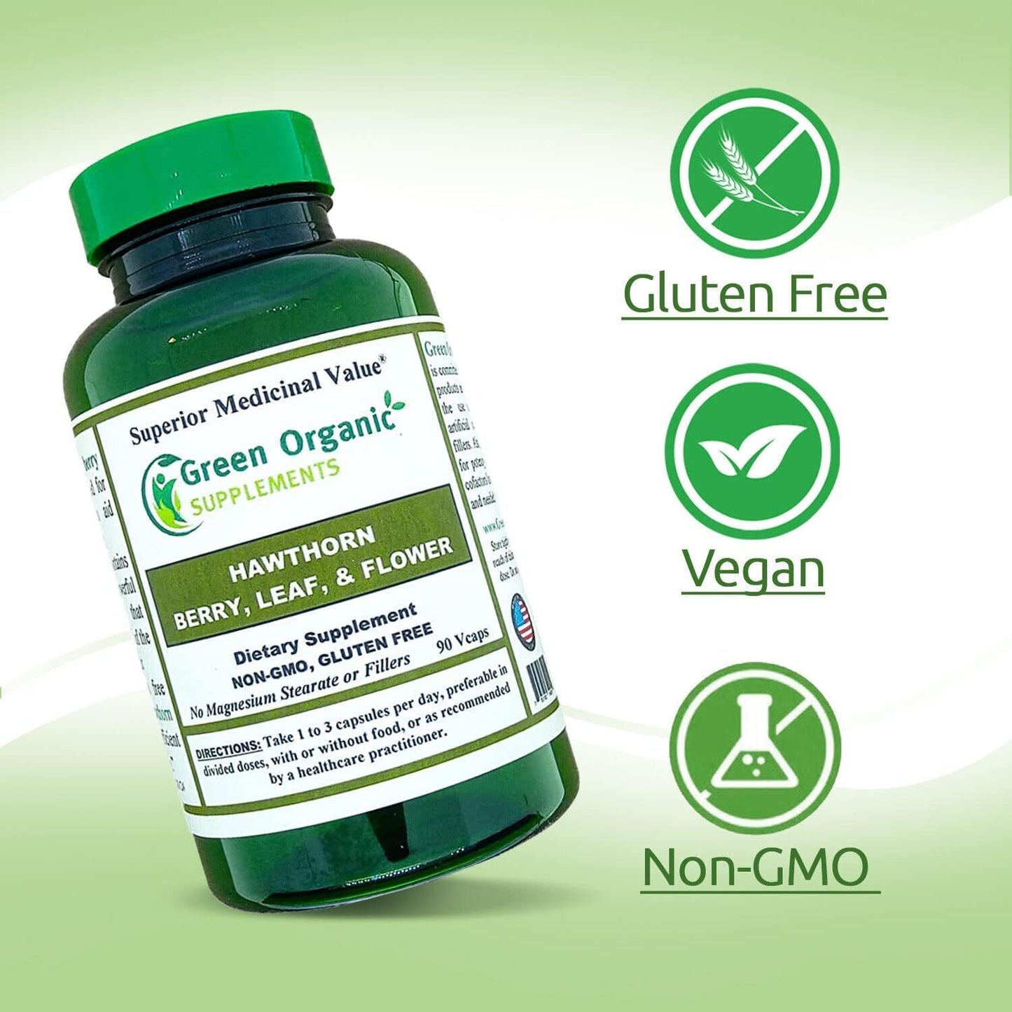 Organic Hawthorn Berry Capsules - 90 Capsules for Heart Health - Natural Cardiovascular Support - Pack of 2