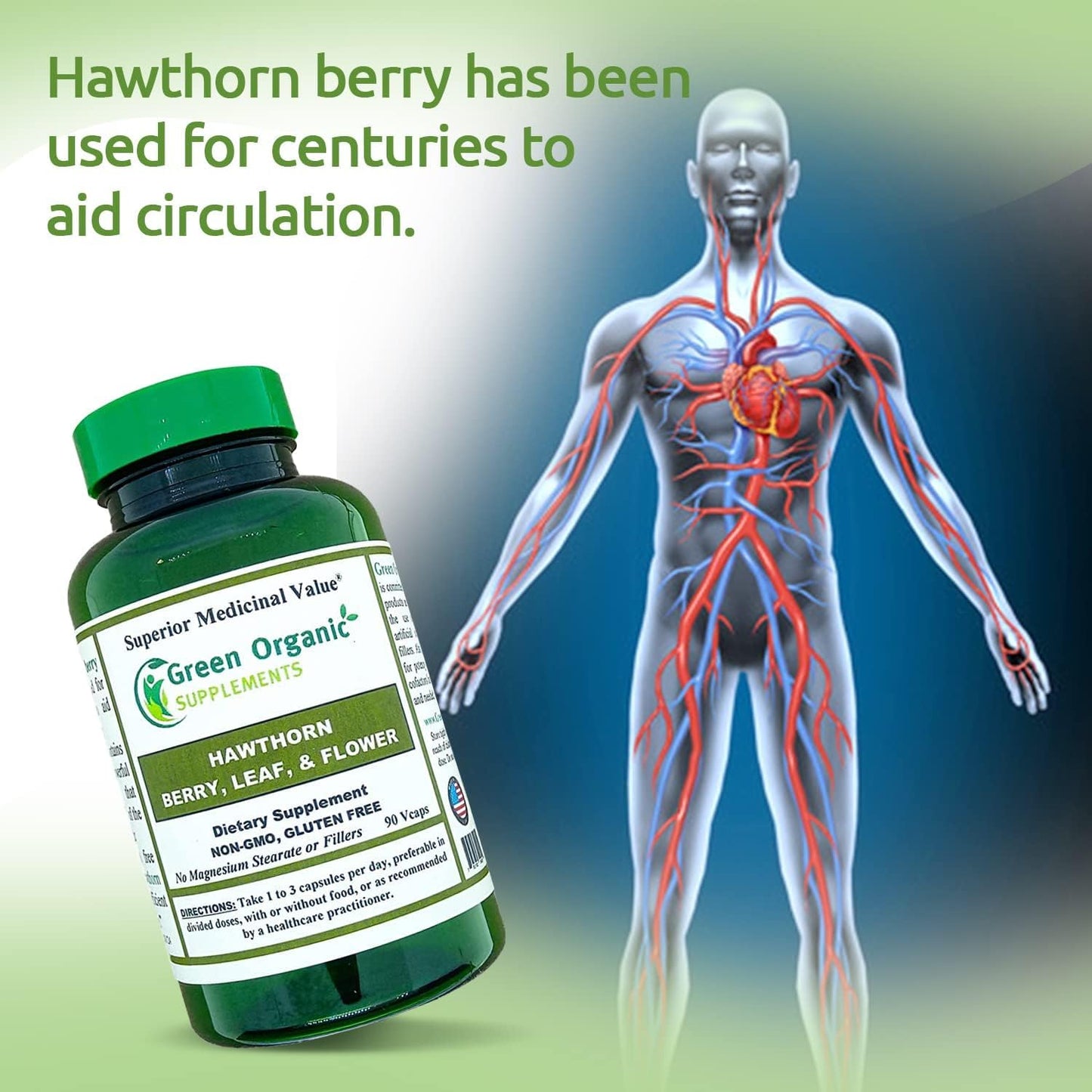Organic Hawthorn Berry Capsules - 90 Capsules for Heart Health - Natural Cardiovascular Support - Pack of 2