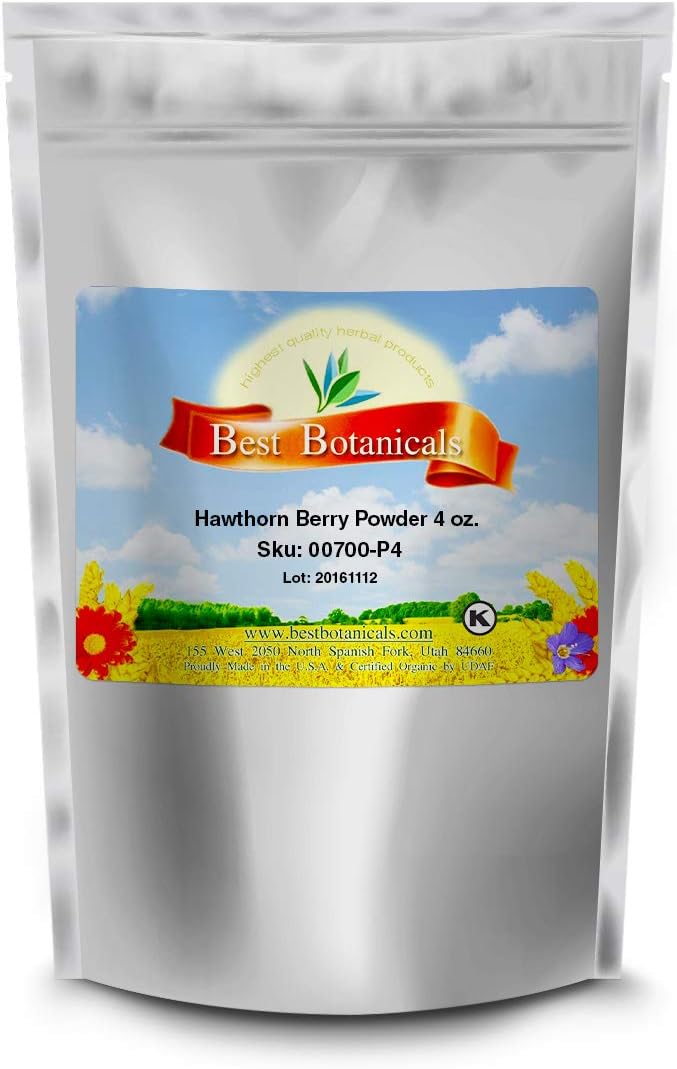 Organic Hawthorn Berry Powder - 4 oz - Top Quality Botanicals