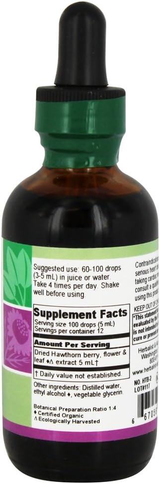 Organic Hawthorn Extract 2 oz by Herbalist & Alchemist