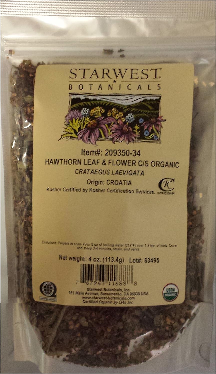 Organic Hawthorn Leaf & Flower C/S - 4 oz by Starwest Botanicals (SWB209350-34)
