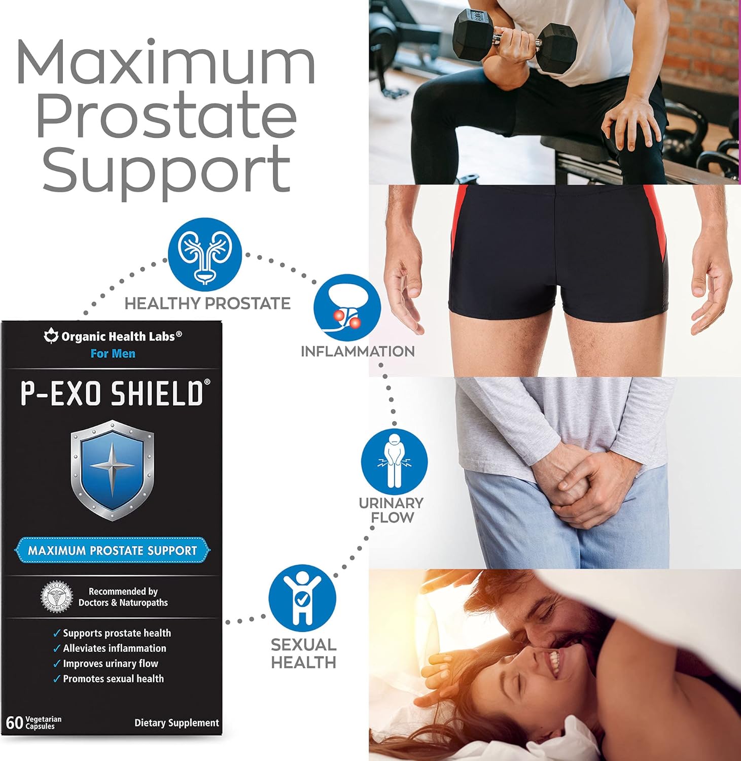 Organic Health Labs P-ExoShield: Saw Palmetto Prostate Support, 60 Capsules