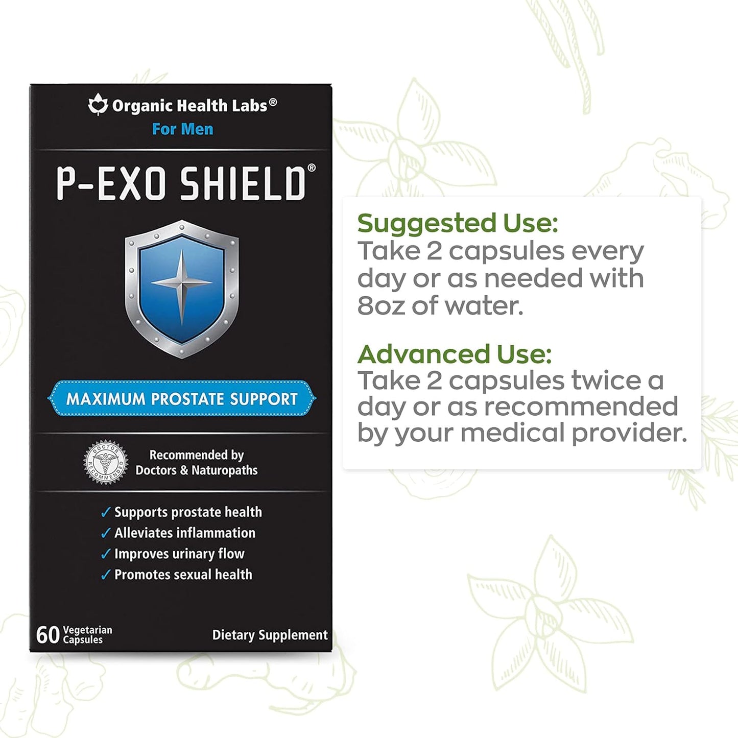 Organic Health Labs P-ExoShield: Saw Palmetto Prostate Support, 60 Capsules