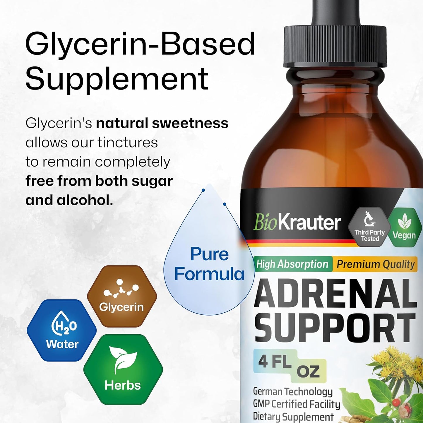 Organic Herbal Adrenal and Uric Acid Support Tinctures - 4 Fl. Oz. Each