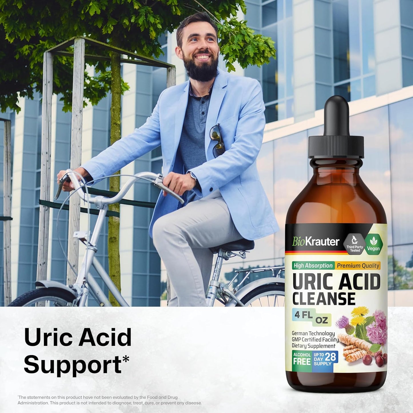 Organic Herbal Adrenal and Uric Acid Support Tinctures - 4 Fl. Oz. Each