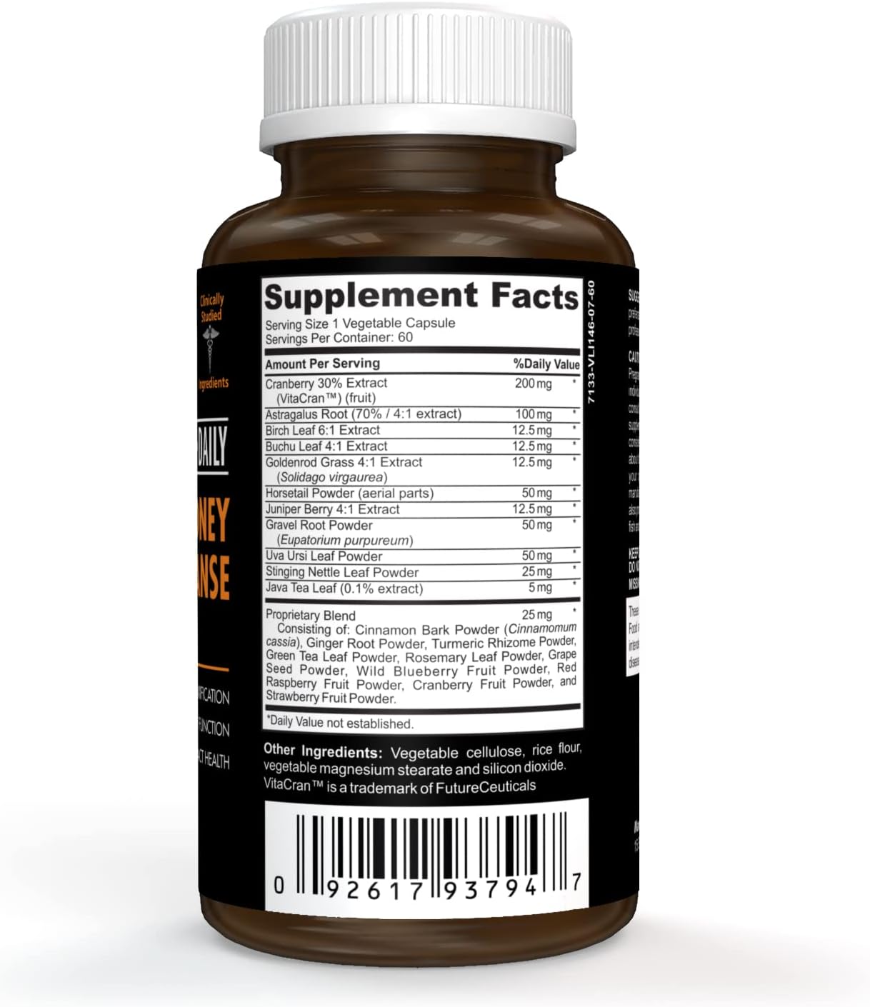 Organic Herbal Kidney Cleanse Detox Supplement with Cranberry, Astragalus, Uva Ursi - 60 Vegan Capsules for Bladder Health in Women & Men