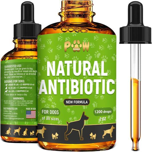 Organic Herbal Supplement for Dogs | Natural Antibiotics for All Breeds & Ages | Supports Ear, Kidney, & Bladder Health | Promotes Hips, Joints, Skin, & Coat Care | 2 Oz Bottle
