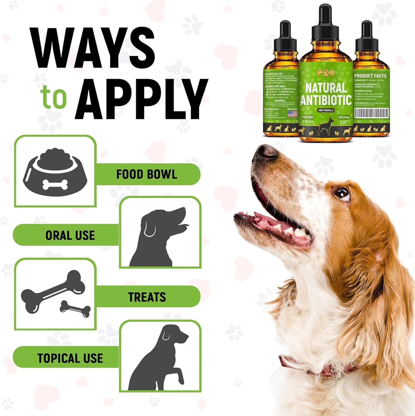 Organic Herbal Supplement for Dogs | Natural Antibiotics for All Breeds & Ages | Supports Ear, Kidney, & Bladder Health | Promotes Hips, Joints, Skin, & Coat Care | 2 Oz Bottle