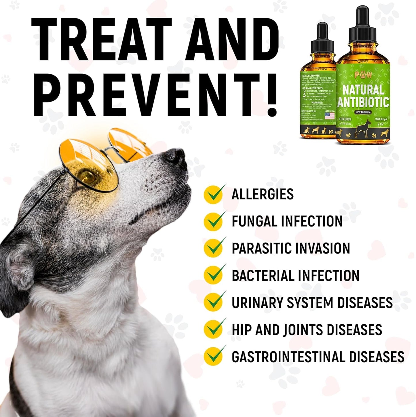 Organic Herbal Supplement for Dogs | Natural Antibiotics for All Breeds & Ages | Supports Ear, Kidney, & Bladder Health | Promotes Hips, Joints, Skin, & Coat Care | 2 Oz Bottle