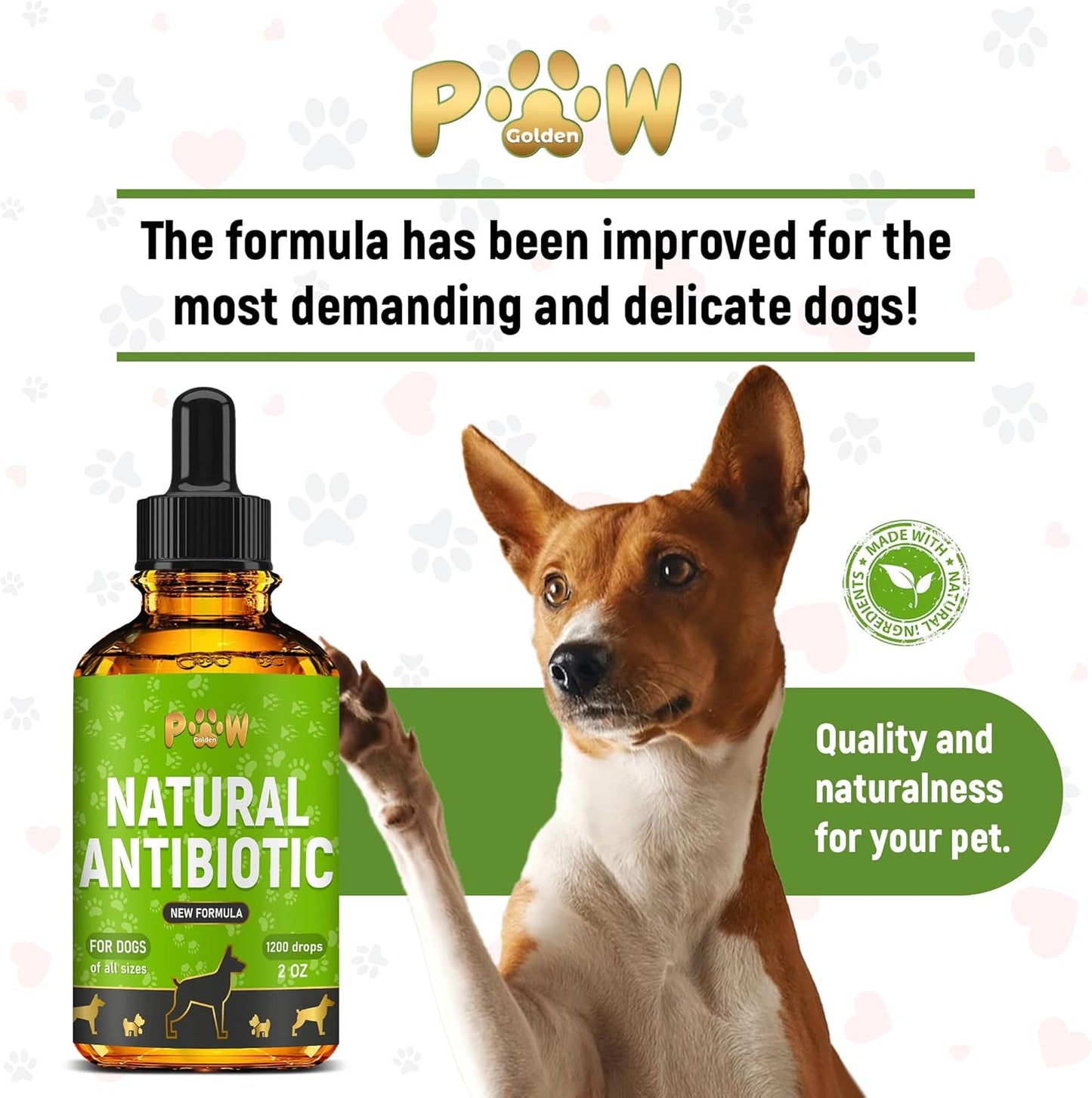 Organic Herbal Supplement for Dogs | Natural Antibiotics for All Breeds & Ages | Supports Ear, Kidney, & Bladder Health | Promotes Hips, Joints, Skin, & Coat Care | 2 Oz Bottle