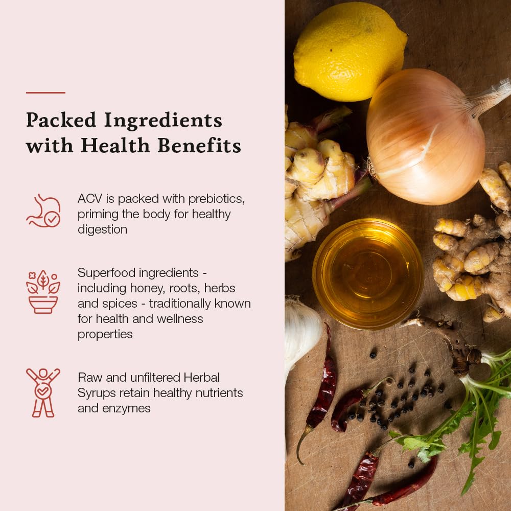 Organic Hibiscus Ginger Wellness Tonic Syrup - 8 fl oz | Apple Cider Vinegar, Lemon, Non-GMO, Gluten-Free