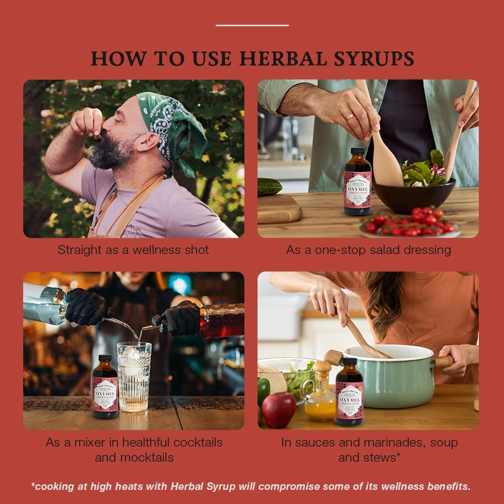 Organic Hibiscus Ginger Wellness Tonic Syrup - 8 fl oz | Apple Cider Vinegar, Lemon, Non-GMO, Gluten-Free