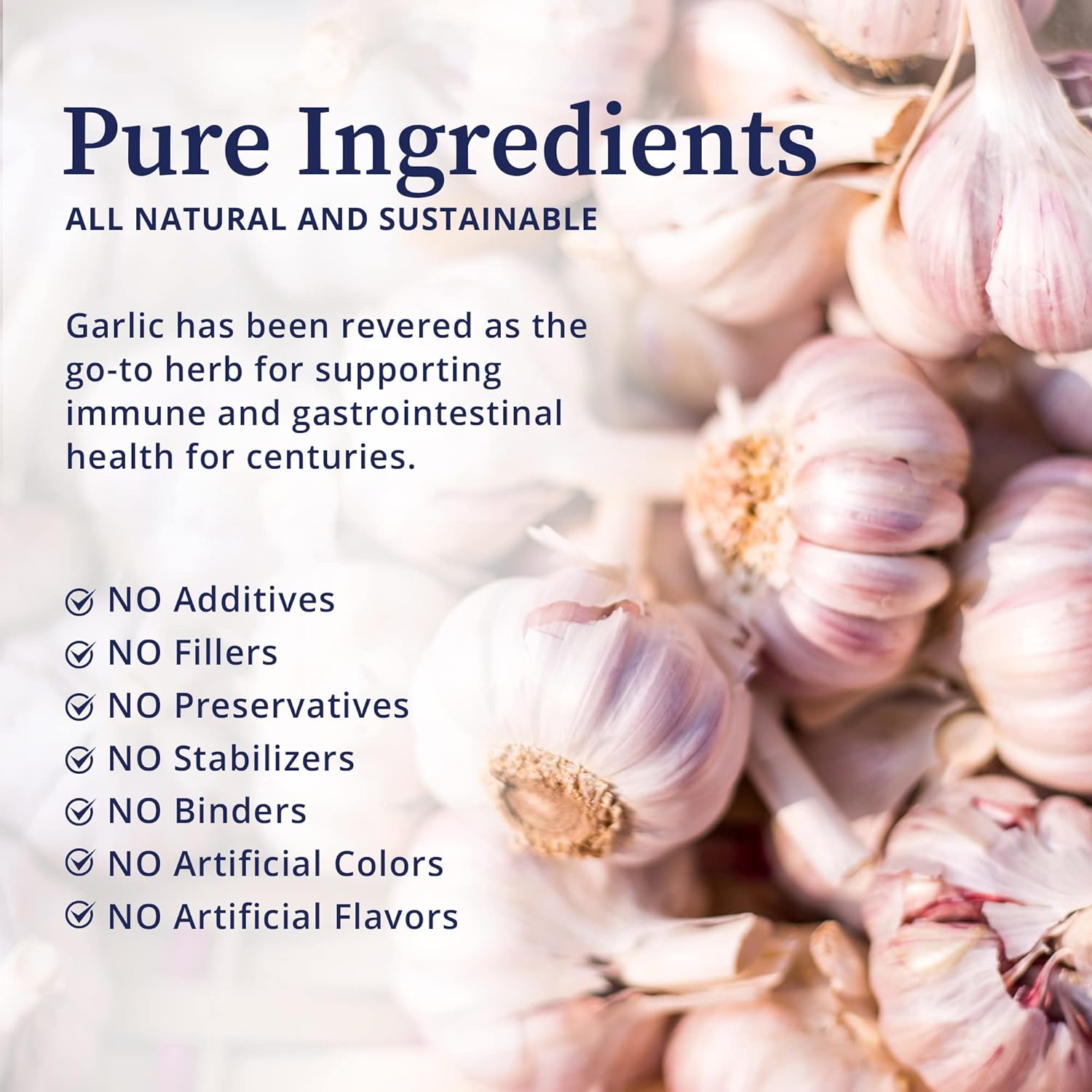 Organic High Allicin Garlic Supplement for Immune Support, Detox, Gut Health - 60 Capsules with Trace Minerals, Vitamins, Amino Acids, Enzymes - BioPure Formula for Overall Wellness