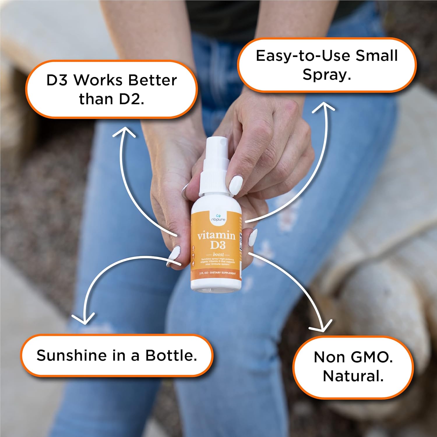 Organic High Potency Vitamin D3 Spray - 1000IU Per Serving - Cholecalciferol Supplement for Women, Men, Kids - Easy-to-Use On-The-Go Travel Size