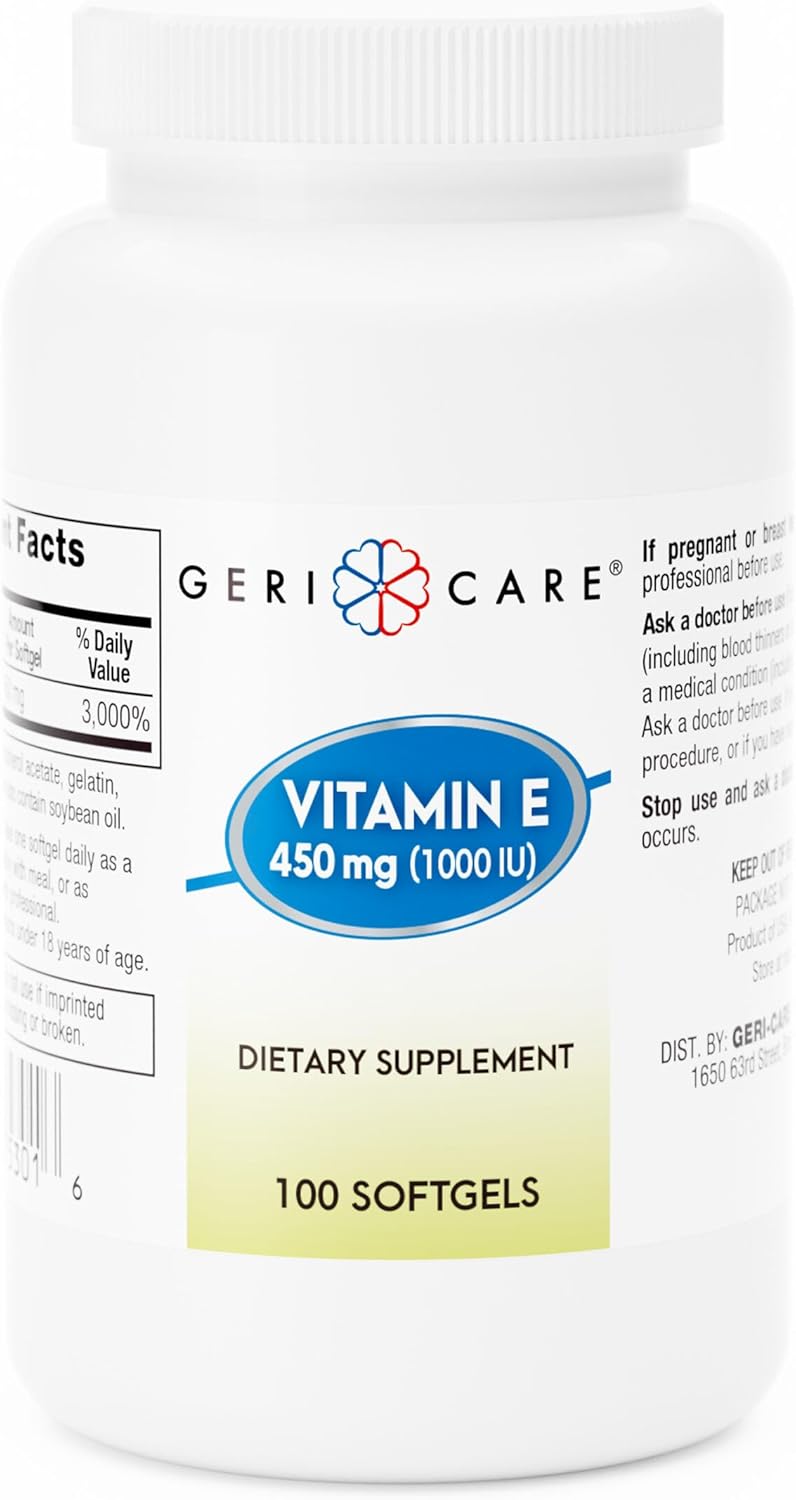 Organic High-Potency Vitamin E Capsules - 1000 IU for Skin & Immune Support - 100 Count - Alternative to Nature Bounty & Solgar - Women and Men