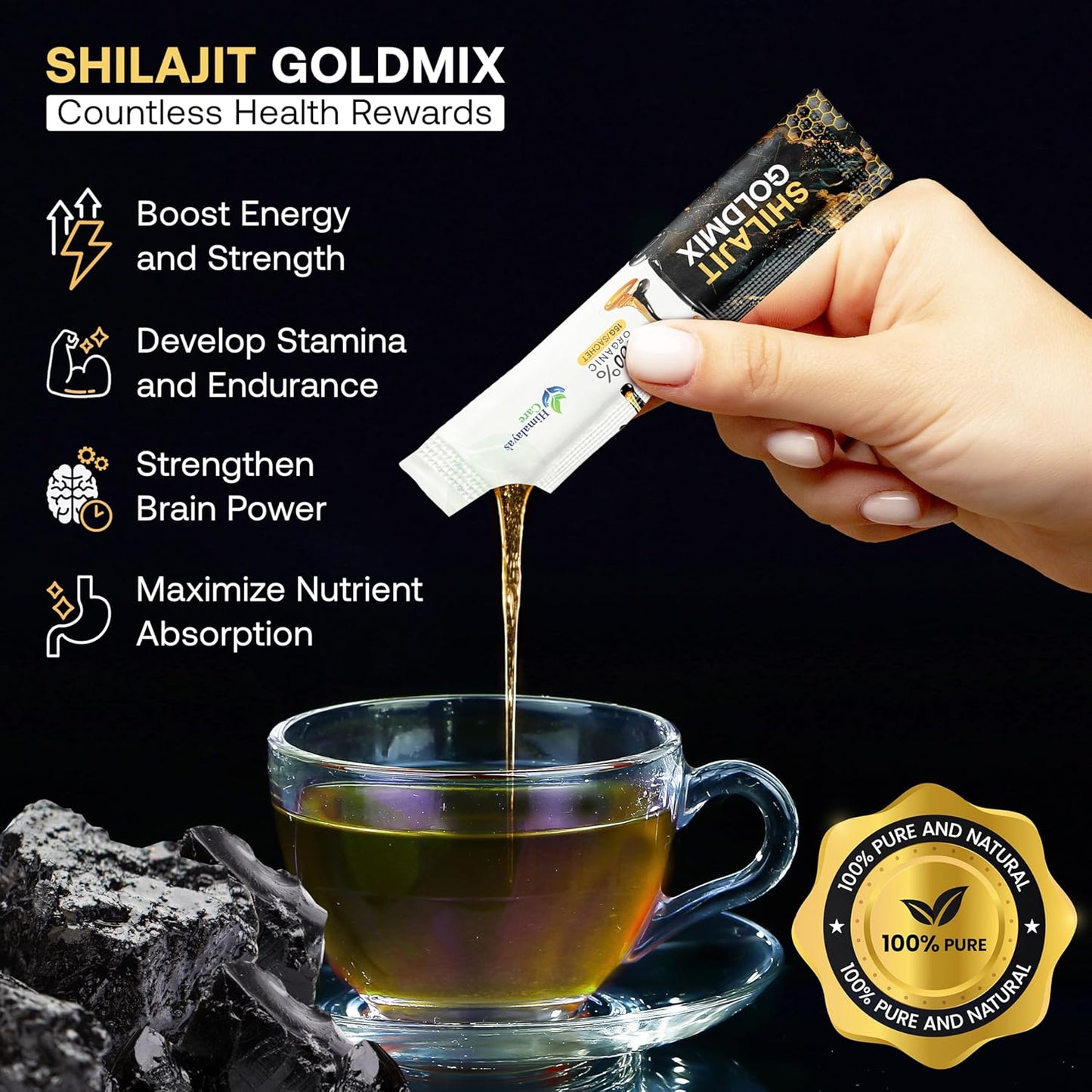 Organic Himalaya Shilajit Honey Sticks for Energy Boost & Immune Support (7 Pack)