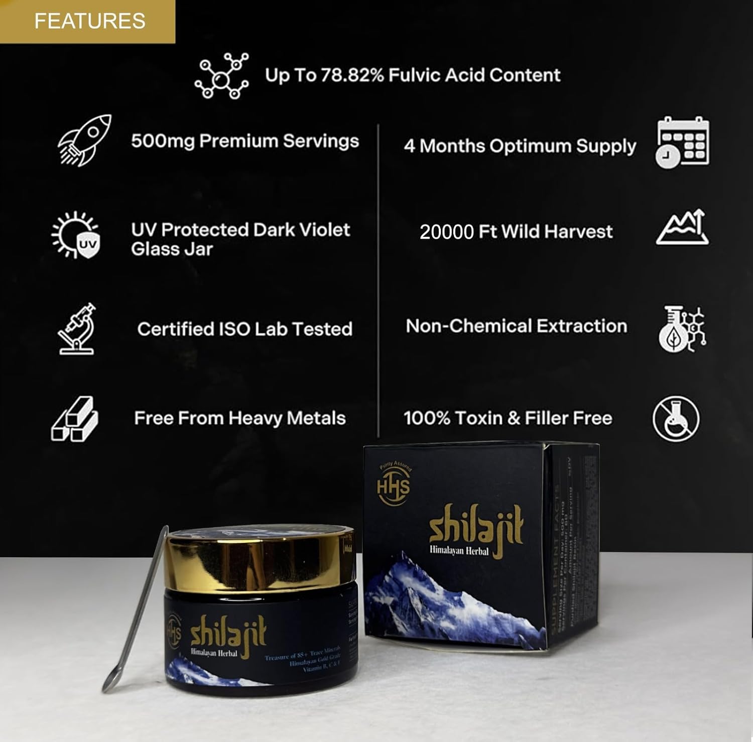 Organic Himalayan Herbal Shilajit Resin - Authentic Gold Standard Supplement with 85+ Trace Minerals - Natural Multivitamin - 30g