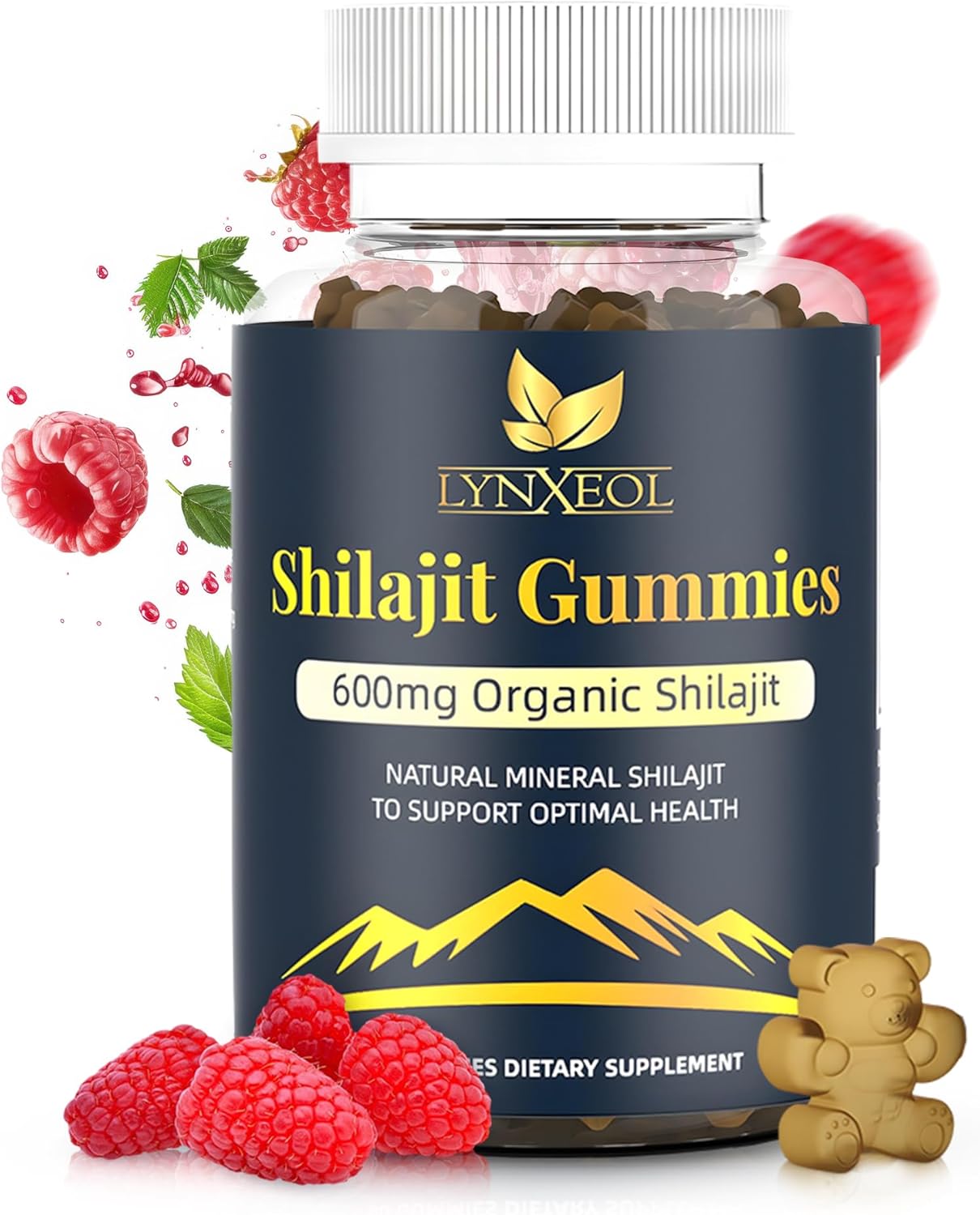 Organic Himalayan Shilajit Gold Gummies with Gokshura & Ashwagandha - Sugar-Free, Non-GMO, 85+ Trace Minerals - Men & Women's Supplement