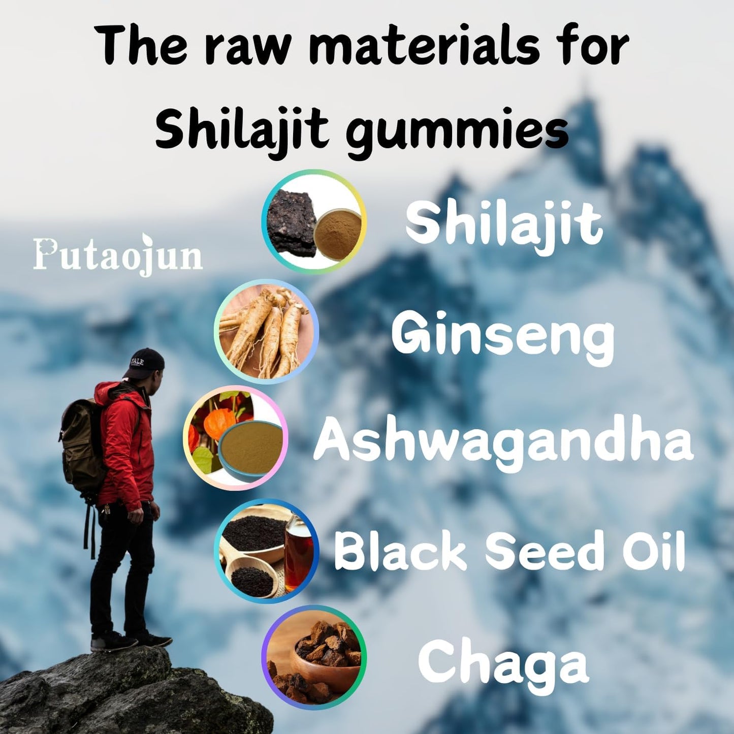 Organic Himalayan Shilajit Gummies for Men and Women - 1000mg Pure Shilajit with Ashwagandha, Chaga, Ginseng, Saw Palmetto, and Black Seed Oil - Third Party Tested