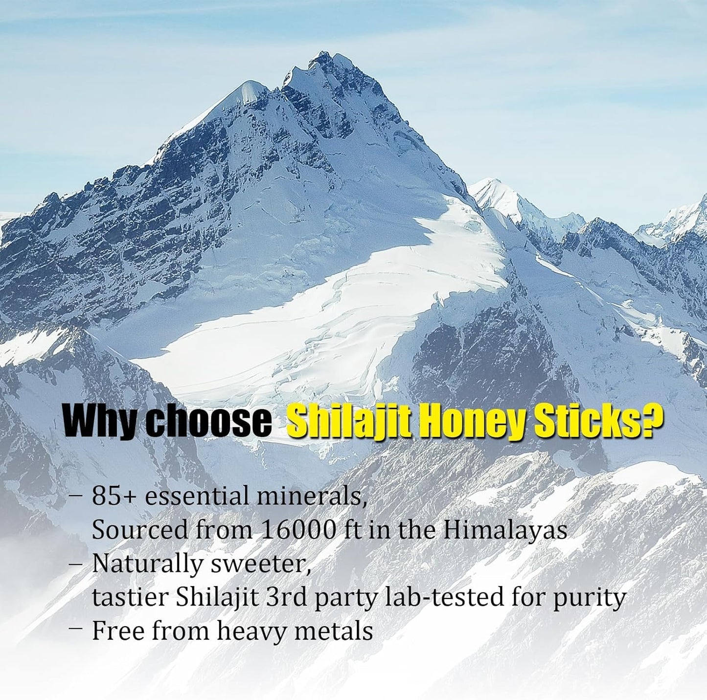 Organic Himalayan Shilajit Honey Sticks with Saffron and Trace Minerals for Immune Support - 30 Count Honey Sticks for Men