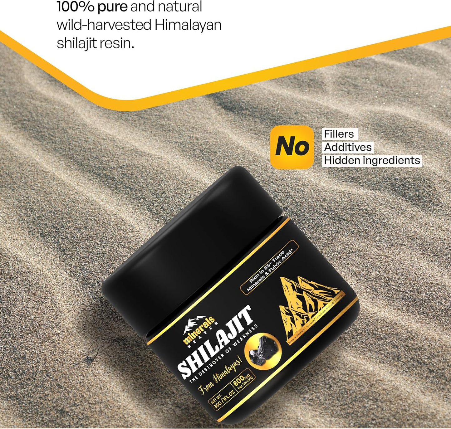 Organic Himalayan Shilajit Resin - 30g with 600mg Potency, 85+ Trace Minerals, 75% Fulvic Acid - Natural Energy Boost & Immune Support - 50 Servings