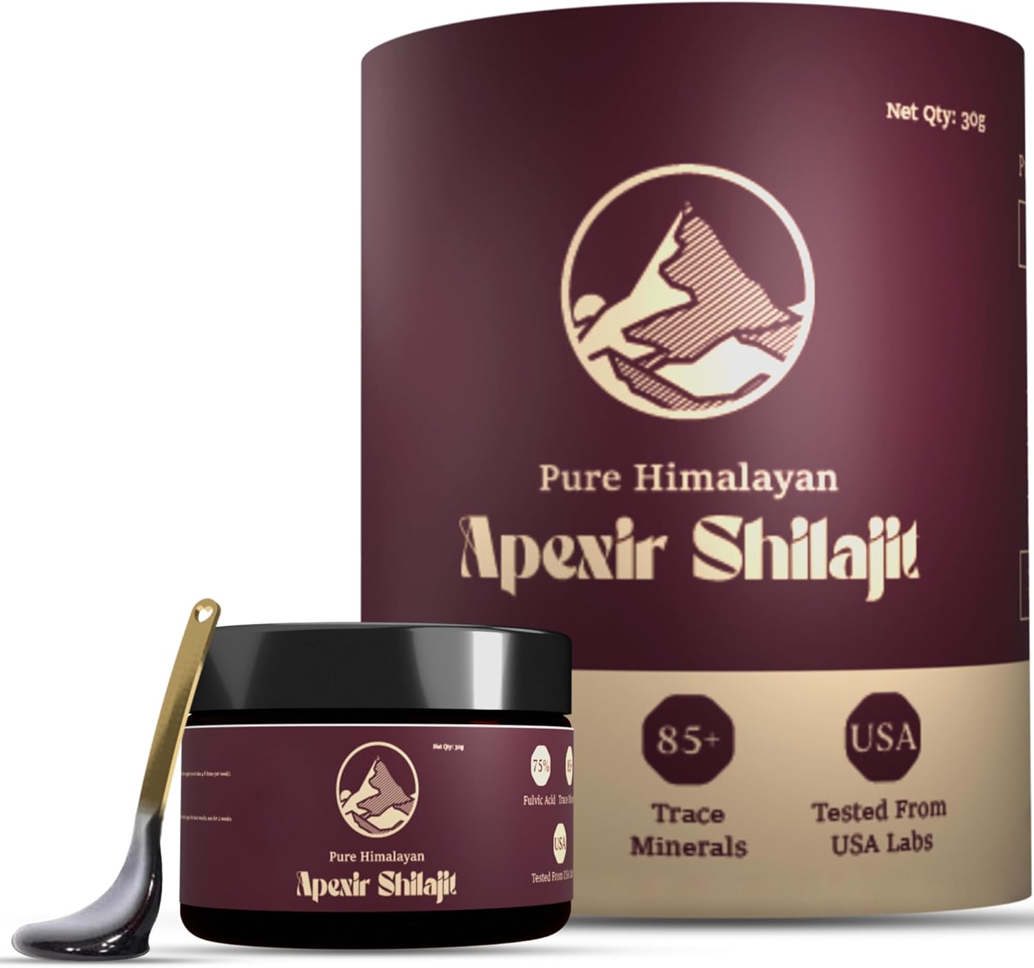 Organic Himalayan Shilajit Resin 30g - 120 Servings, 75%+ Fulvic Acid, 85+ Trace Minerals for Energy & Immune Support