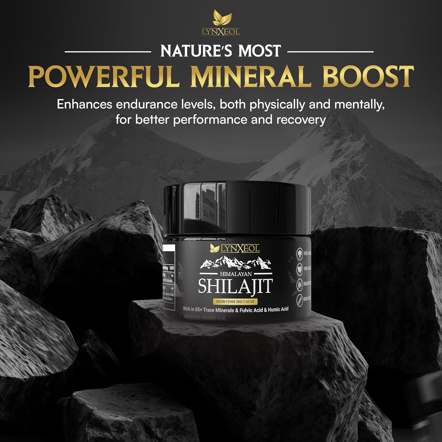 Organic Himalayan Shilajit Resin 30g - Potent Source of 85+ Trace Minerals for Energy & Vitality - Lab Tested for Men & Women