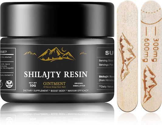 Organic Himalayan Shilajit Resin 600mg: Maximum Potency with 85+ Trace Minerals and Fulvic Acid for Energy and Immune Support (50g)