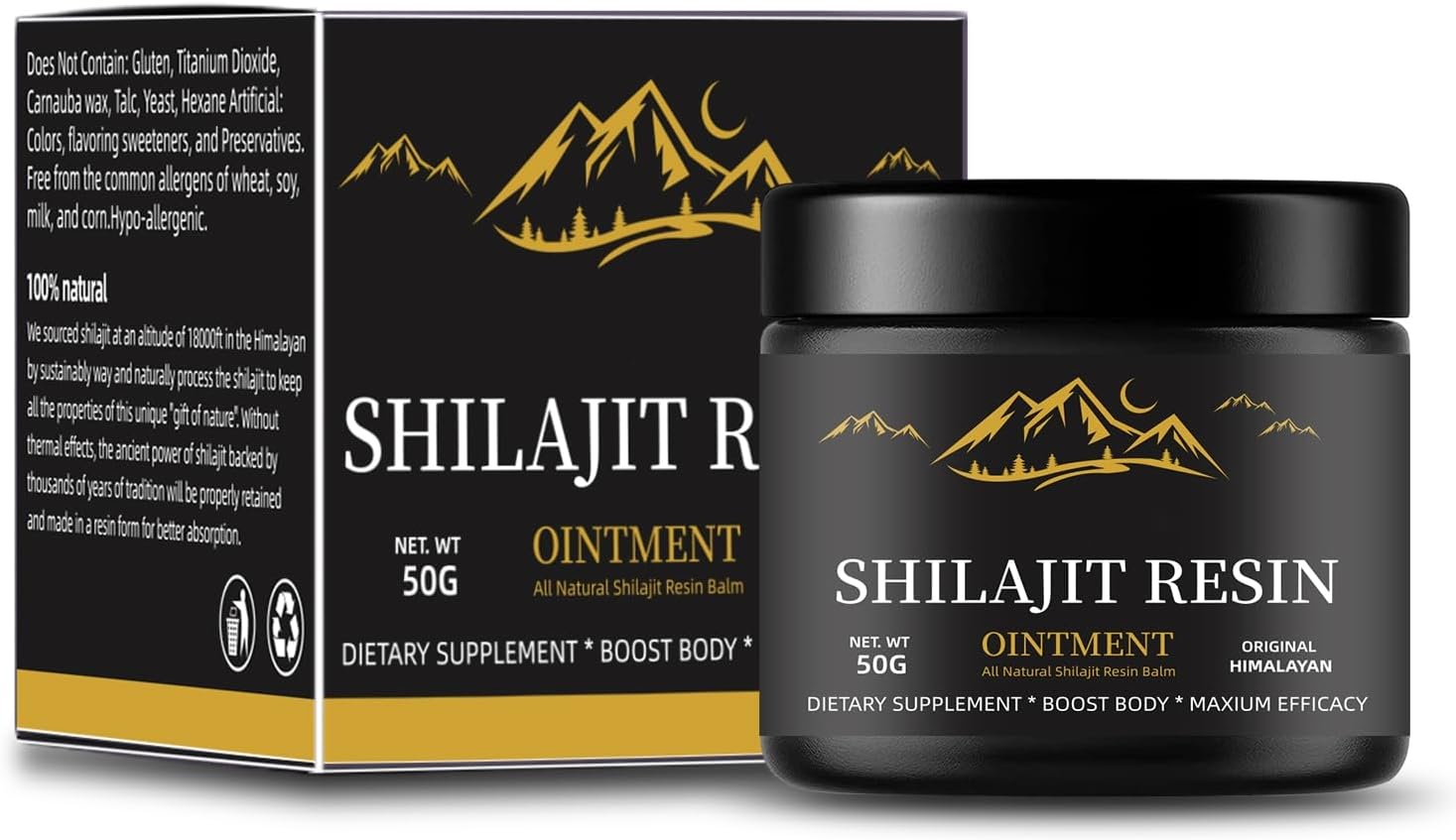 Organic Himalayan Shilajit Resin 600mg: Maximum Potency with 85+ Trace Minerals and Fulvic Acid for Energy and Immune Support (50g)
