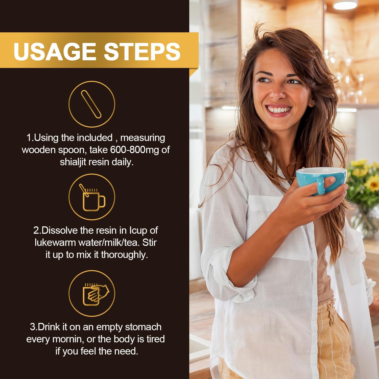 Organic Himalayan Shilajit Resin 800mg - High Potency with 85+ Trace Minerals & Fulvic Acid for Energy, Immune Support - Men & Women - 30g