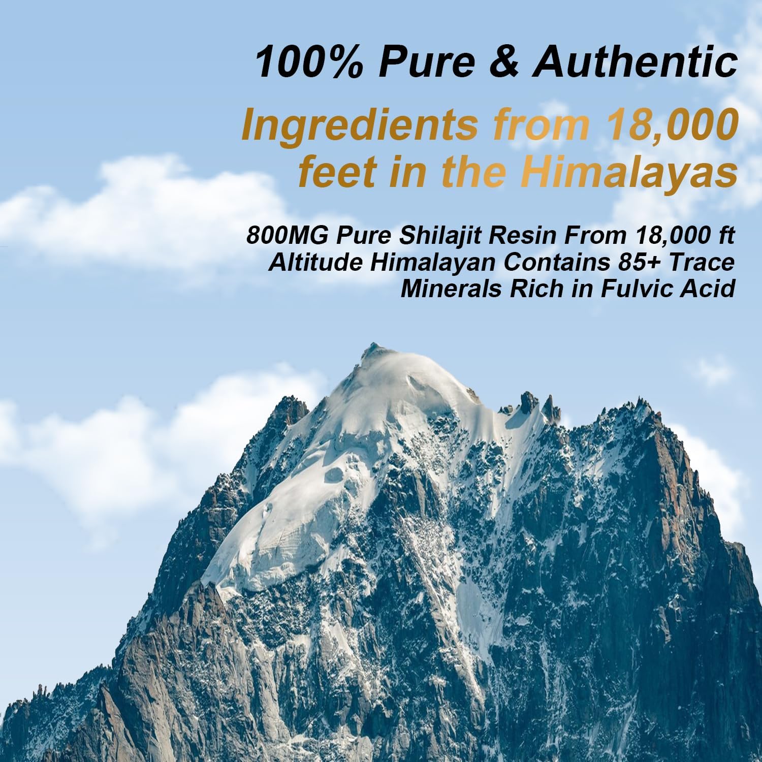 Organic Himalayan Shilajit Resin 800mg - High Potency with 85+ Trace Minerals & Fulvic Acid for Energy, Immune Support - Men & Women - 30g