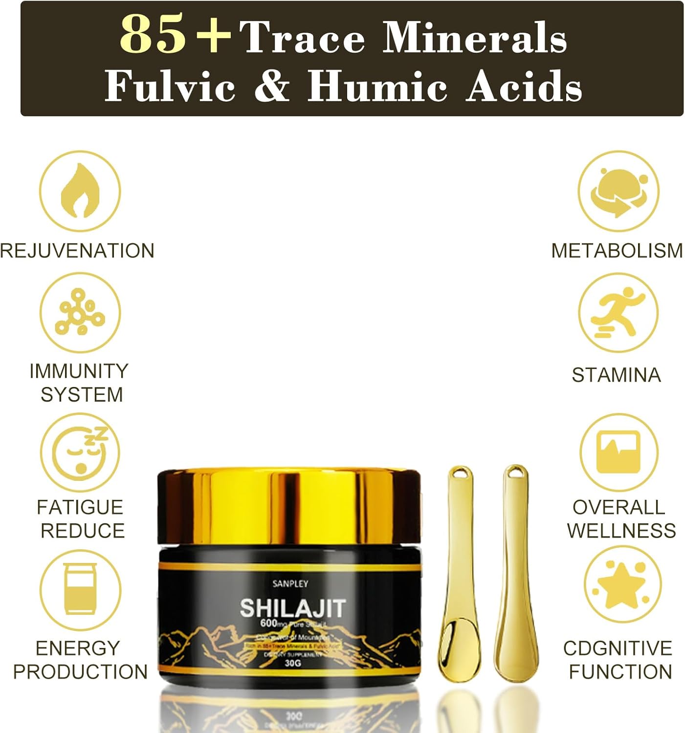 Organic Himalayan Shilajit Resin for Men and Women - 30g Gold-Grade Pure Resin with 85+ Trace Minerals, Humic and Fulvic Acid