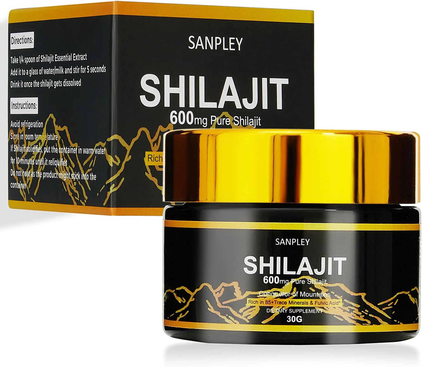 Organic Himalayan Shilajit Resin for Men and Women - 30g Gold-Grade Pure Resin with 85+ Trace Minerals, Humic and Fulvic Acid