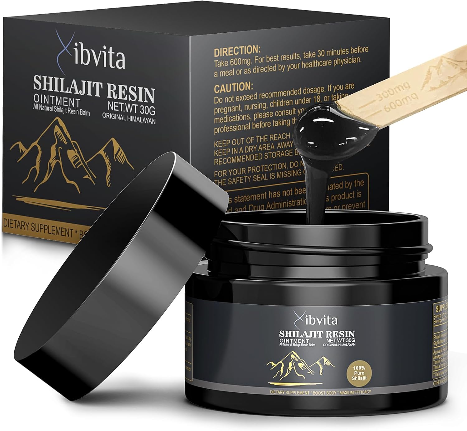 Organic Himalayan Shilajit Resin Supplement - 600mg for Men and Women, Natural Energy Boost with Fulvic Acid & 85+ Trace Minerals - 30g