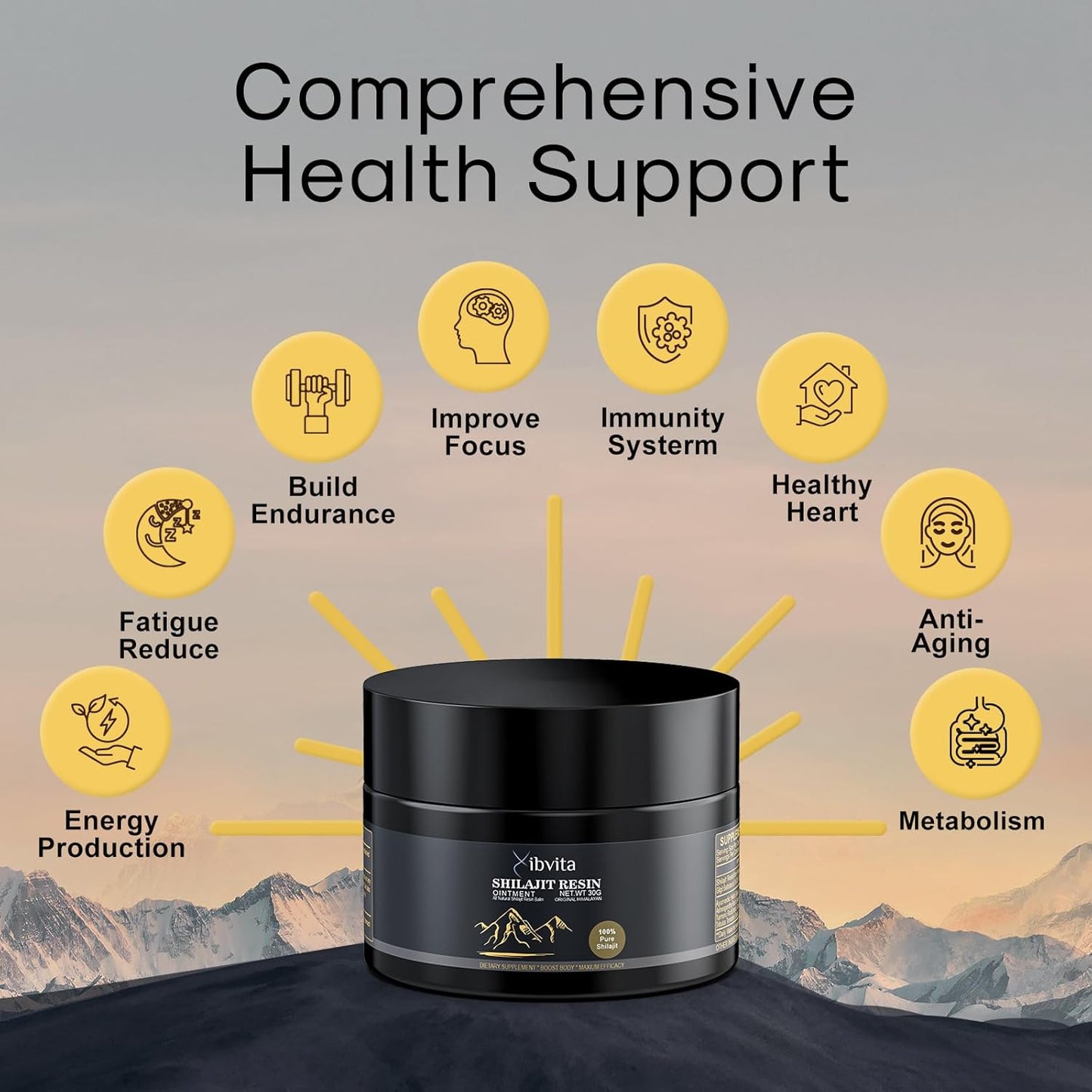 Organic Himalayan Shilajit Resin Supplement - 600mg for Men and Women, Natural Energy Boost with Fulvic Acid & 85+ Trace Minerals - 30g