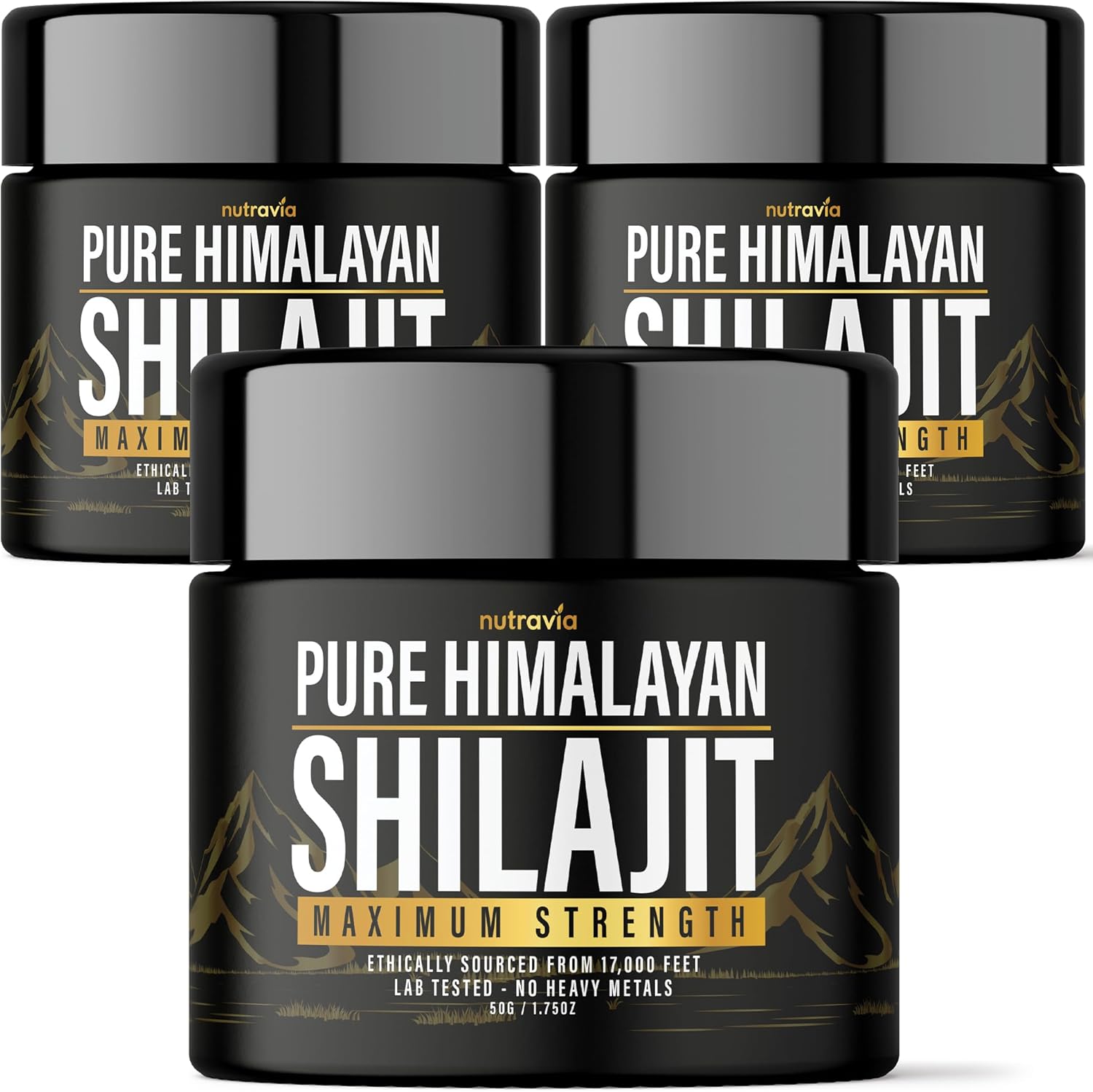 Organic Himalayan Shilajit Resin Supplement (3 Pack) - Lab Tested Formula for Men and Women - 600mg Max Strength with 85+ Trace Minerals - Golden Grade Pure Shilajit - No Heavy Metals