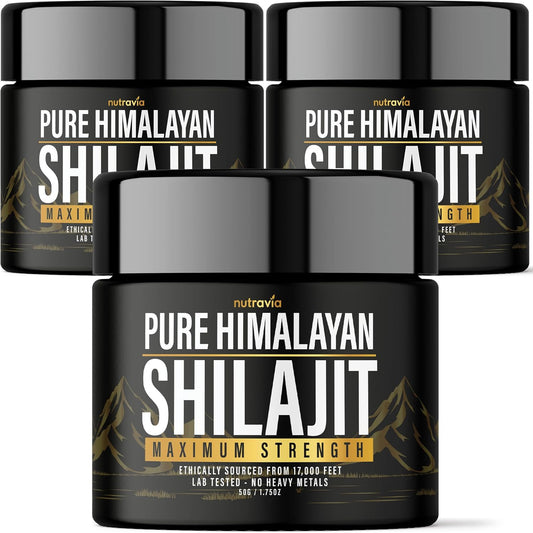 Organic Himalayan Shilajit Resin Supplement (3 Pack) - Lab Tested Formula for Men and Women - 600mg Max Strength with 85+ Trace Minerals - Golden Grade Pure Shilajit - No Heavy Metals