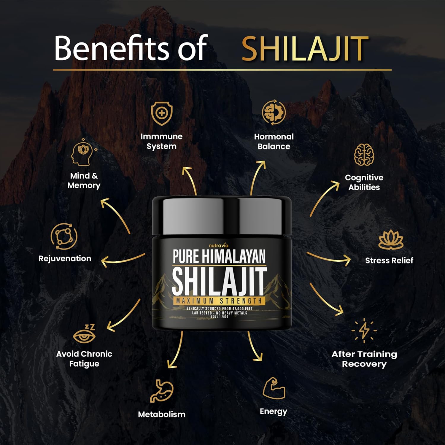 Organic Himalayan Shilajit Resin Supplement (3 Pack) - Lab Tested Formula for Men and Women - 600mg Max Strength with 85+ Trace Minerals - Golden Grade Pure Shilajit - No Heavy Metals